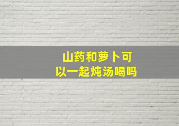 山药和萝卜可以一起炖汤喝吗