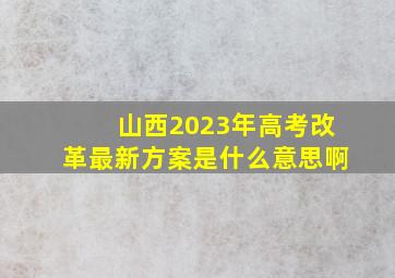 山西2023年高考改革最新方案是什么意思啊