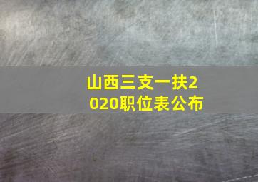 山西三支一扶2020职位表公布