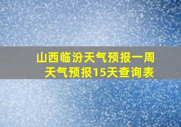 山西临汾天气预报一周天气预报15天查询表