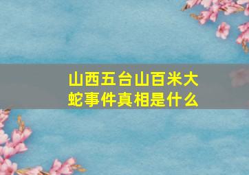 山西五台山百米大蛇事件真相是什么