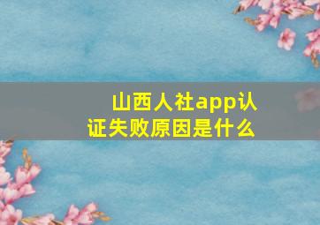 山西人社app认证失败原因是什么