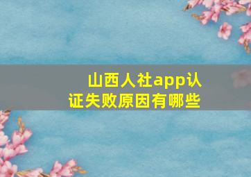 山西人社app认证失败原因有哪些