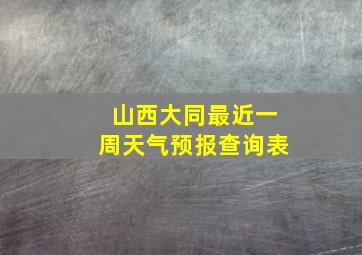 山西大同最近一周天气预报查询表