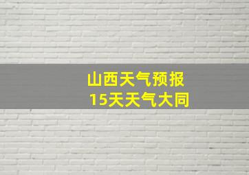 山西天气预报15天天气大同