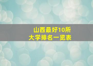 山西最好10所大学排名一览表