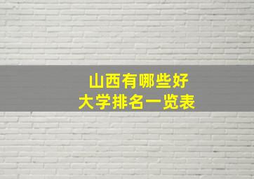 山西有哪些好大学排名一览表