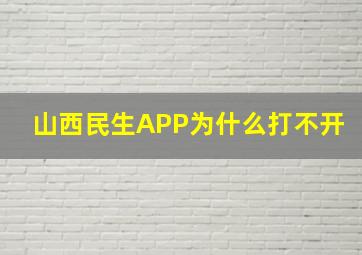 山西民生APP为什么打不开