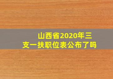 山西省2020年三支一扶职位表公布了吗