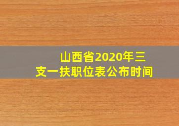 山西省2020年三支一扶职位表公布时间