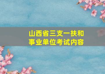 山西省三支一扶和事业单位考试内容