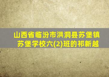 山西省临汾市洪洞县苏堡镇苏堡学校六(2)班的祁新越