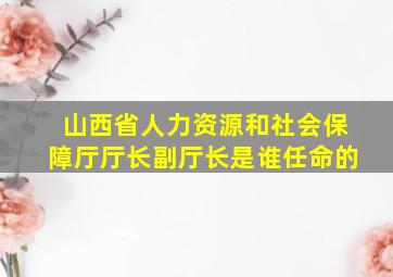 山西省人力资源和社会保障厅厅长副厅长是谁任命的