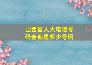 山西省人大电话号码查询是多少号啊