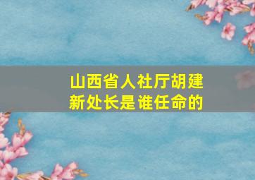 山西省人社厅胡建新处长是谁任命的