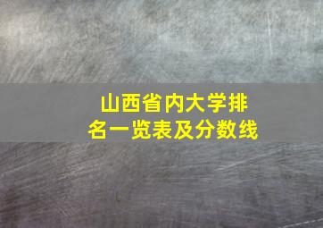 山西省内大学排名一览表及分数线