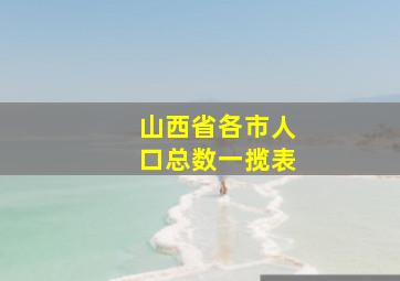 山西省各市人口总数一揽表