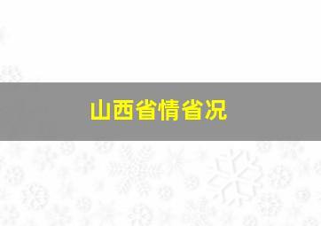 山西省情省况