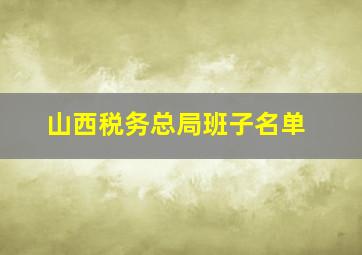 山西税务总局班子名单