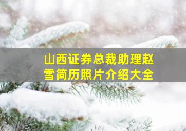 山西证券总裁助理赵雪简历照片介绍大全