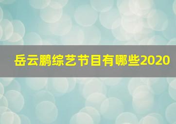 岳云鹏综艺节目有哪些2020