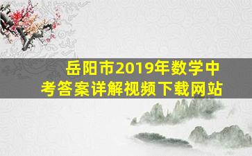 岳阳市2019年数学中考答案详解视频下载网站