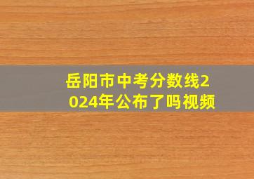 岳阳市中考分数线2024年公布了吗视频