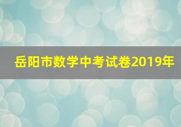 岳阳市数学中考试卷2019年