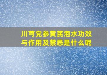 川芎党参黄芪泡水功效与作用及禁忌是什么呢