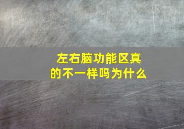 左右脑功能区真的不一样吗为什么