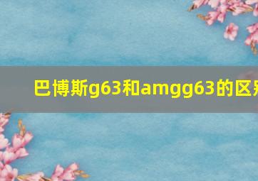 巴博斯g63和amgg63的区别