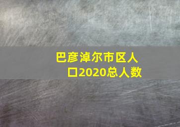 巴彦淖尔市区人口2020总人数