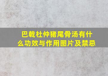 巴戟杜仲猪尾骨汤有什么功效与作用图片及禁忌