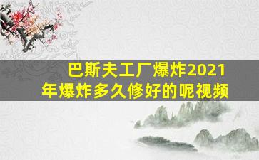 巴斯夫工厂爆炸2021年爆炸多久修好的呢视频