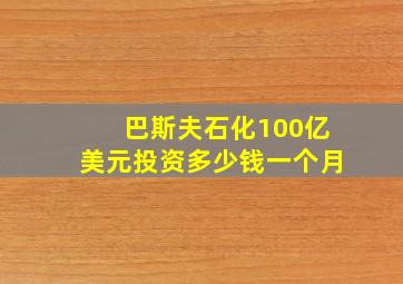 巴斯夫石化100亿美元投资多少钱一个月