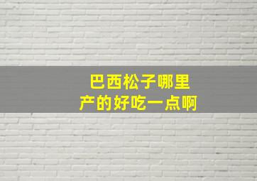 巴西松子哪里产的好吃一点啊