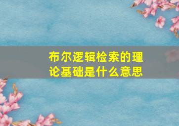 布尔逻辑检索的理论基础是什么意思