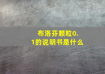 布洛芬颗粒0.1的说明书是什么