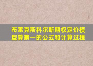 布莱克斯科尔斯期权定价模型算第一的公式和计算过程