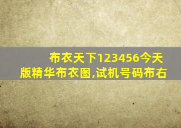 布衣天下123456今天版精华布衣图,试机号码布右