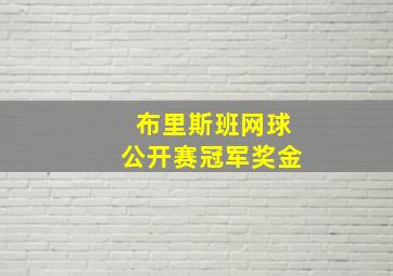 布里斯班网球公开赛冠军奖金