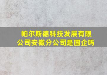 帕尔斯德科技发展有限公司安徽分公司是国企吗