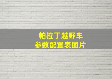 帕拉丁越野车参数配置表图片