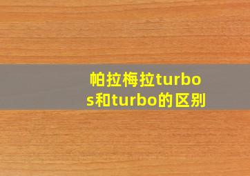 帕拉梅拉turbos和turbo的区别