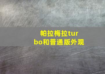 帕拉梅拉turbo和普通版外观