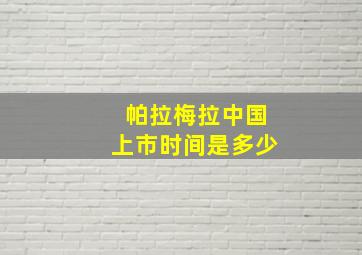 帕拉梅拉中国上市时间是多少