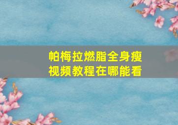 帕梅拉燃脂全身瘦视频教程在哪能看