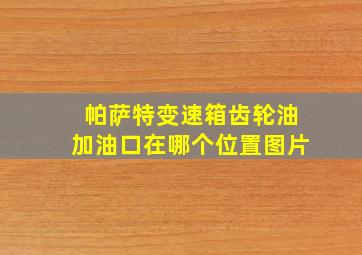 帕萨特变速箱齿轮油加油口在哪个位置图片