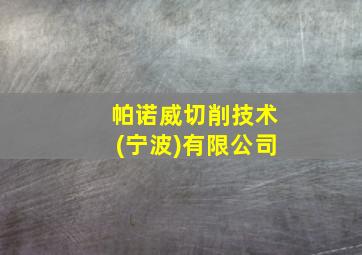 帕诺威切削技术(宁波)有限公司