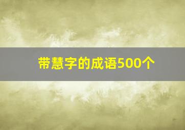 带慧字的成语500个